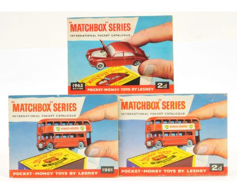 Matchbox group of International Pocket Catalogues intended for sale in the UK price marked 2 old pence (1) 1961 catalogue wit