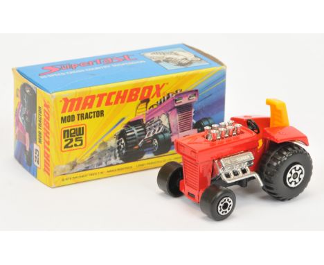 Matchbox&nbsp; Superfast 25b Mod-Tractor - red body, yellow seat, chrome trim Harder to find issue with 5-spoke crown front w