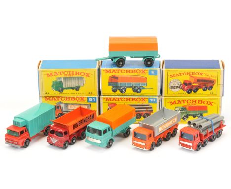 Matchbox Regular Wheels Commercial group (1)1e Mercedes Covered Truck - sea green, orange plastic canopy (2) 2d Mercedes Cove