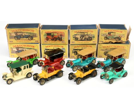 Matchbox, Models of Yesteryear a mixed boxed group of Early Issues to include, Y1 1911 Model T Ford, Y12 1909 Thomas Flyabout
