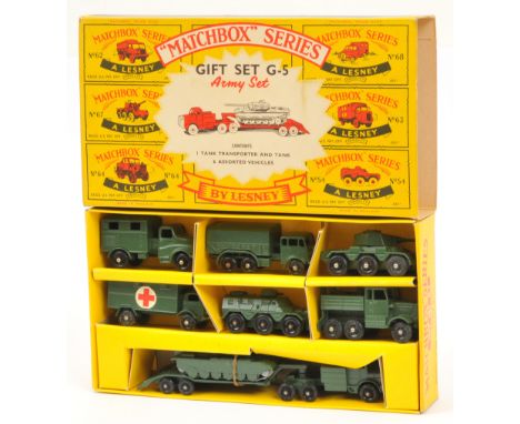 Matchbox Regular Wheels G5 Army Gift Set - all models have knobbly black plastic wheels with rounded axles (1) 54a Saracen Ar