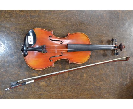 A German violin, 36.5cm two-piece back, the interior with label for Antonius Stradivarius Cremonenfis Faciebat Anno 1733, 58c