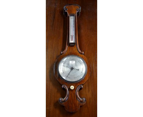 A William IV rosewood banjo barometer, G. Kinton, Stockton on tees. 