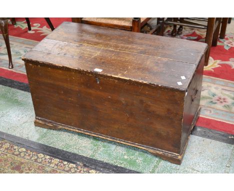 A 19th century pine blanket chest, bracket feet