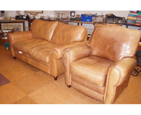 Leather 2 Seater Sofa with matching Reclining Chair