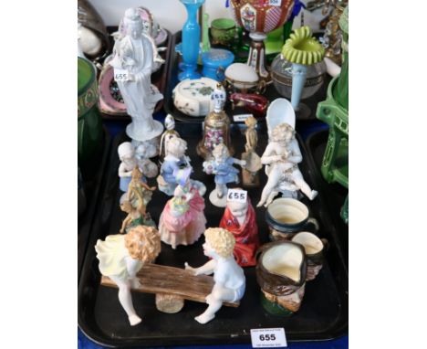 Assorted figures including Royal Worcester SeeSaw by Glenis Devereux, Royal Doulton This Little Pig and Cissie, continental f