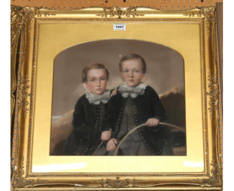 J BUCHANAN Portrait of two brothers, signed, pastel, dated, 1859, 37 x 40cm Condition Report: Available upon request