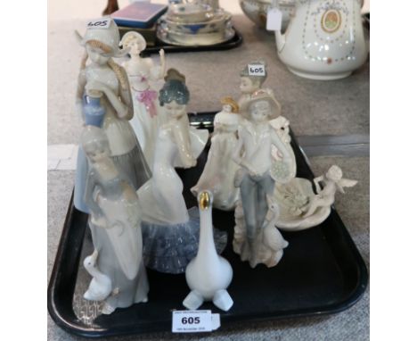 A selection of ceramic figures including Royal Doulton 'Thank you', Coalport 'Estelle' and 'Heather', Nao and others Conditio