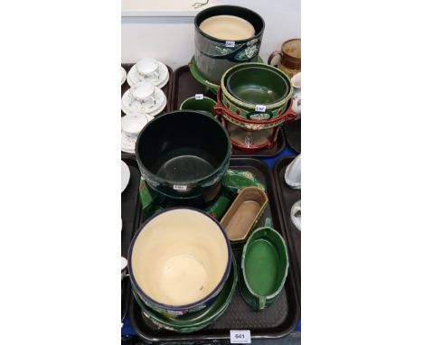 A collection of Eichwald pottery including planters, tazzas, bowls etc Condition Report: 2 bowls have restoration to rim. one