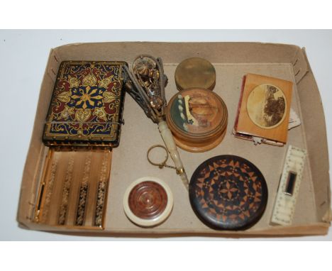 A mixed lot including Mauchline ware, patch box etc Condition Report: Available upon request