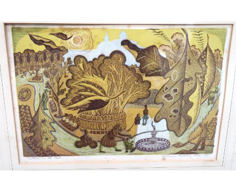 GORDON LENNOX PATERSON Autumn in the park, signed, screen print, 1950, 23 x 32cm and BRITISH SCHOOL Horse in profile, oil on 