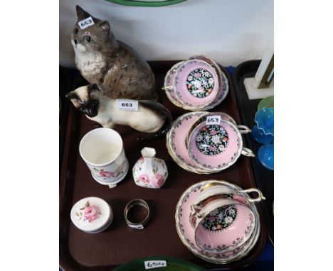 A set of six Paragon cups and saucers, two Beswick cats, Royal Worcester Marissa items etc Condition Report: Available upon r