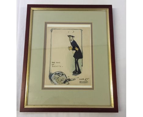 An original Gilbert Wilkinson (1892-1965) coloured pen & ink cartoon 'The Sins of Society' Framed & glazed, frame size: 28 x 