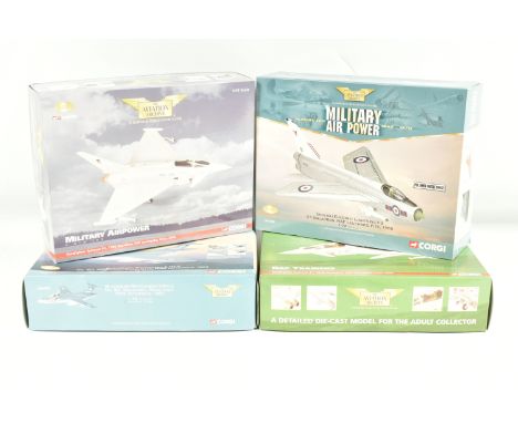 FOUR BOXED CORGI AVIATION ARCHIVES 1:72 SCALE MODEL AIRCRAFTS, to include a Ltd Edition Eurofighter Typhoon F.2 17(R) Sqd, RA