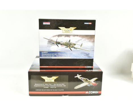 TWO LIMITED EDITION CORGI AVIATION ARCHIVE AIRCRAFT DETAILED DIECAST MODELS, to include a 1:72 scale Messerschmitt Bf110C Obe