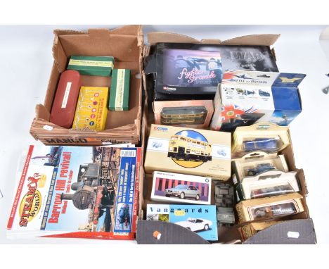 A QUANTITY OF ASSORTED DIECAST FIGURES AND VEHICLES ETC., to include two boxed Dinky Toys O gauge Miniature Figures For Model