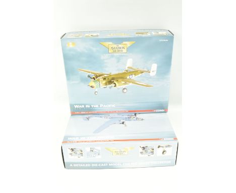 TWO BOXED LIMITED EDITION 1:72 SCALE CORGI AVIATION ARCHIVE WAR IN TEH PACIFIC MODEL MILITARY AIRCRAFTS, the first a New Guin