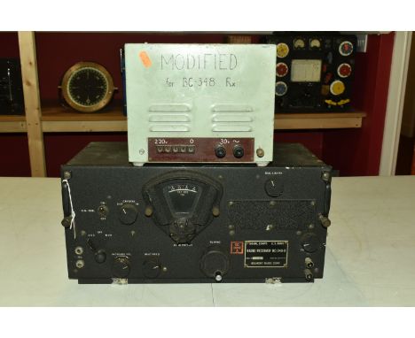 A US ARMY SIGNAL CORPS RADIO RECEIVER, numbered BC-348-R, serial number 12715, order number 2541-WF-42, stamped in red to the