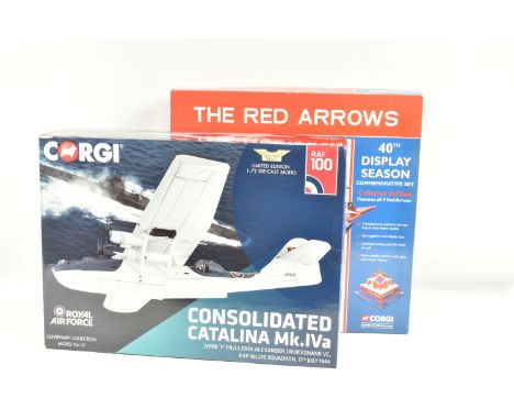 TWO BOXED CORGI DIECAST MODEL AIRCRAFTS KITS, the first is an Aviation Archive 1:72 scale Limited Edition RAF 100, Consolidat