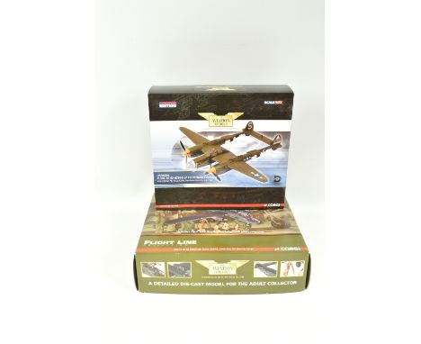 TWO BOXED 1:72 SCALE CORGI AVIATION ARCHIVE COLLECTOR SERIES MODEL MILITARY AIRCRAFTS, to  include a P-38J-10 42-67916 of 1Lt