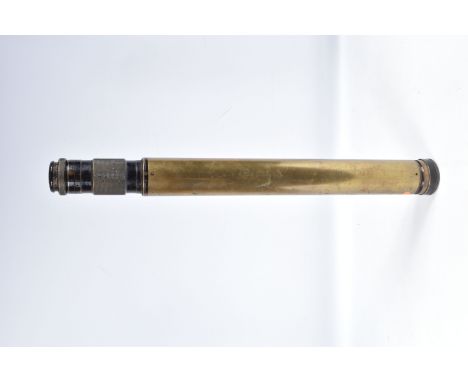 A ROSS OF LONDON NAVEL GUNSIGHT, brass with engine turned detail, numbered 242523, 6, no 27, screw cap to one end, optics in 