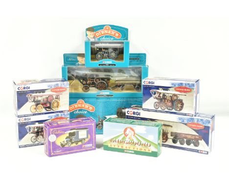 A BOX CONTAINING A VARIETY OF CORGI VINTAGE DIECAST MODEL VEHICLES, to include a Vintage Glory limited edition Burrell Showma