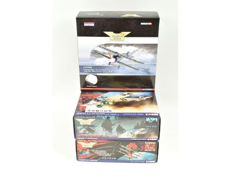 THREE BOXED LIMITED EDITION 1:48 SCALE CORGI AVIATION ARCHIVE DIECAST MODEL AIRCRAFTS, the first is a Fokker E.II Eindecker n