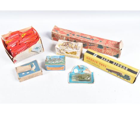 A QUANTITY OF ASSORTED TOYS, to include boxed Budgie Toys Articulated Seddon Heavy Duty Timber Transporter, No.230, tractor u