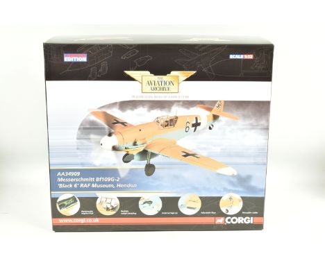 A 1:32 SCALE CORGI AVIATION ARCHIVE AIRCRAFT DETAILED DIECAST MODEL, Messerschmitt Bf109G-2 'Black 6', RAF Museum Hendon, inc