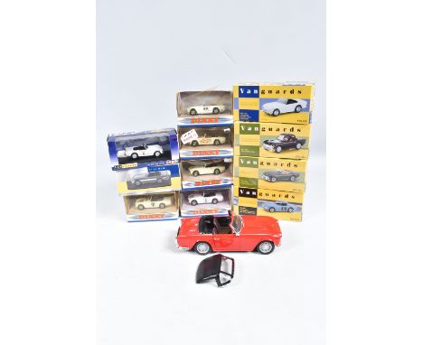 ELEVEN 1:43 SCALE BOXED MODEL DIECAST TRIUMPH TR4 SPORT CARS, to include a Vanguards TR4 Open Top LCC 31, model no. VA11505, 