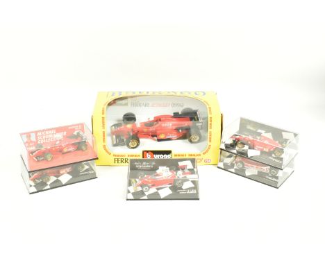 SIX BOXED  DIECAST MODEL FORMULA 1 FERRARI RACE CARS, to include a 1:43 scale Minichamps Ferrari 312 T4 1979, model no. 430 7