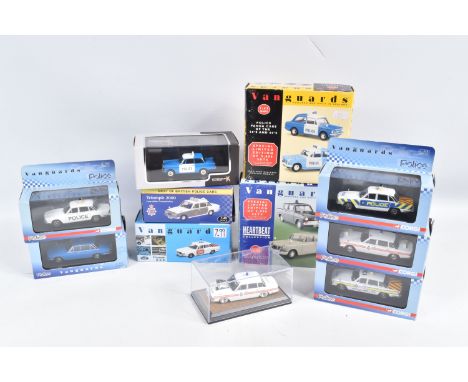 ELEVEN BOXED 1:43 SCALE DIECAST  TRIUMPH MODEL POLICE VEHICLES, to include a Vanguards 2.5 PI West Mercia Constabulary, item 