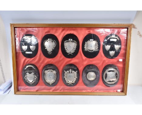 EARLY 20TH&nbsp;CENTURY BRITISH LEGION INTEREST: - A LATE 20TH&nbsp;CENTURY DISPLAY CASE CONTAINING TEN OVAL VELVET MOUNTS AP