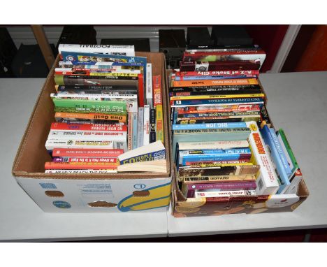 TWO BOXES OF FOOTBALL INTEREST HARDBACK AND PAPERBACK BOOKS, approximately seventy two titles covering various football clubs