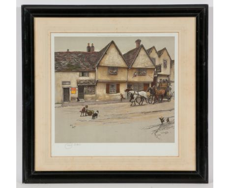 CECIL ALDIN,
THE TAVERN
colour print, signed in pencil
40cm x 42cm
Mounted, framed and under glass
