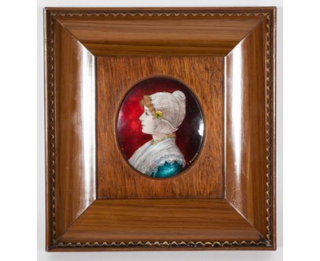 PIERRE BONNAUD (FRENCH 1865-1930),
PORTRAIT OF A YOUNG GIRL
enamel, signed P. Bonnaud to the right and inscribed Limoges on t