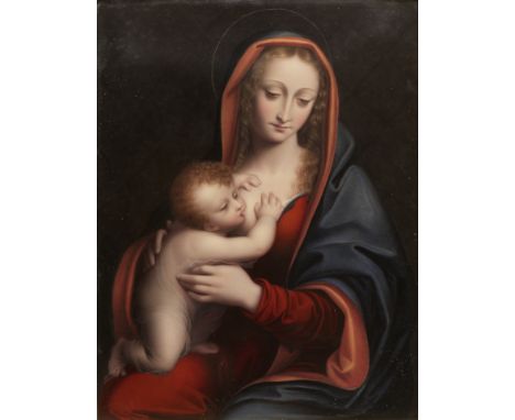 Henry Bone R.A. (1755-1834)The Madonna with the infant Jesus at her breast. Enamel on copper, signed on the obverse and dated