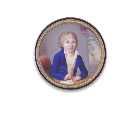 Jean-Rodolphe Gautier (Geneva 1764-1820 Paris)A young boy, wearing blue coat, embroidered yellow waistcoat and white chemise,
