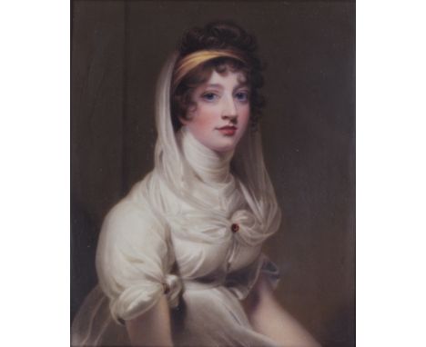 Henry Bone R.A. (1755-1834)Elizabeth Chamberlain Towry (d.1806), her upswept curling brown hair held with a peach bandeau and