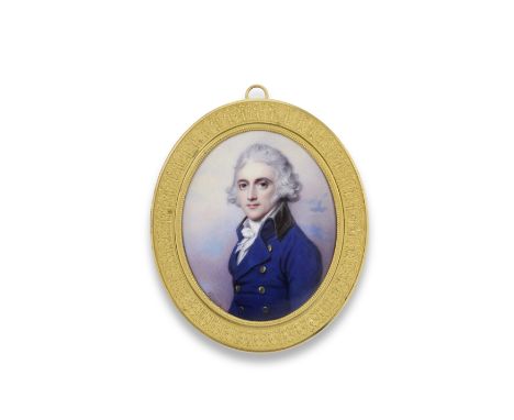 Henry Bone R.A. (1755-1834)John Williams Hope (1757-1813), facing left in blue coat with gold buttons and black collar, white
