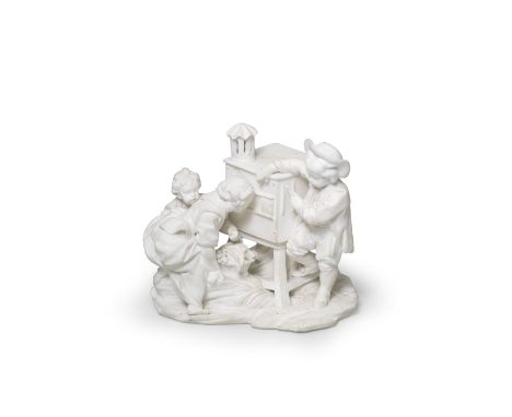 A Sèvres biscuit group of 'La Lanterne magique', circa 1766-73Modelled by Étienne-Maurice Falconet, a boy operating a magic l
