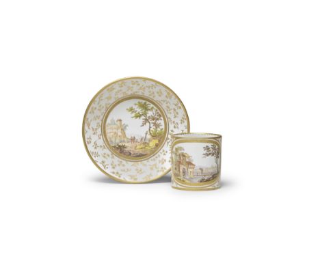 A Sèvres hard-paste cup and saucer (goblet litron et soucoupe, 3ième grandeur) circa 1773-75Painted by Pierre-Joseph Rosset, 