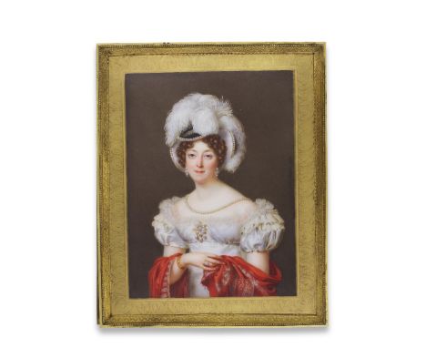 A documentary porcelain plaque depicting Elizabeth Margaret Stuart (née Yorke), Lady Stuart de Rothesay, circa 1820painted by