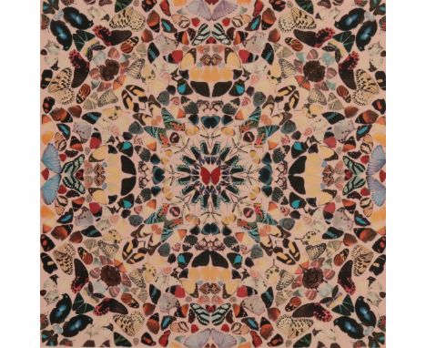 *DAMIEN HIRST (b. 1965) Kaleidescopic butterfly wallpaper on a pink ground from the artist's Pharmacy Restaurant, colour prin
