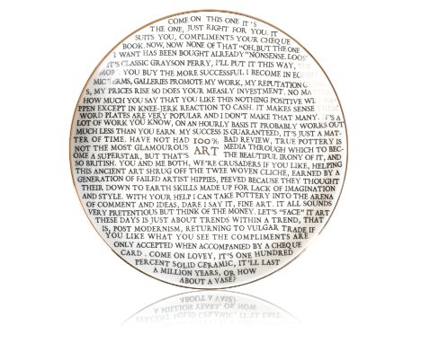 *SIR GRAYSON PERRY (b. 1960) '100% Art'porcelain plate, designed for the Holbourne Museum, Bath, in collaboration with Kit Gr