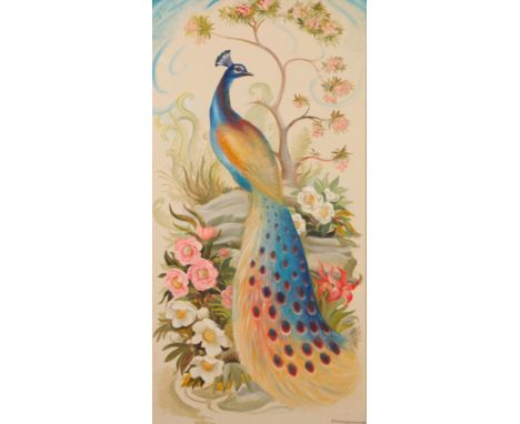 *KATHLEEN MURIEL SCALE (MURIEL HARDING-NEWMAN) (1913-2006) 'Peacock' 1977, signed "K. M. Harding-Newman" lower right, oil on 