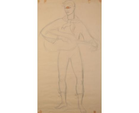 *KATHLEEN MURIEL SCALE (MURIEL HARDING-NEWMAN) (1913-2006) 'Sketch for Orpheus' full-length study of a man playing the guitar