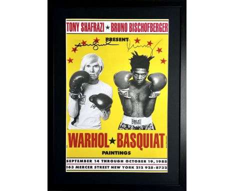 Andy Warhol & Basquiat (attr). â€œWarhol/Basquiat Paintingsâ€. 1985. Color poster. Published by Tony Shafrazi, New York and B