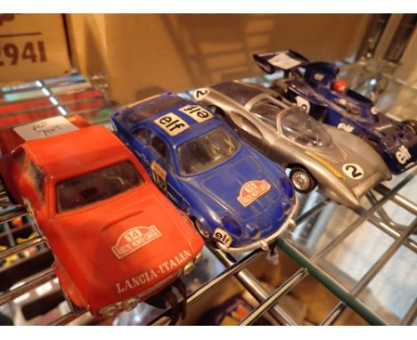 Four Scalextric racing cars