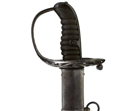 84.75cm pipe backed blade with spear point, regulation pierced steel honeysuckle and ladder hilt, faceted back strap, ribbed 